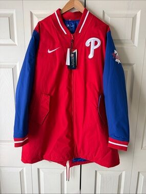 NWT Nike Red and Blue Phillies Team Puffer Jacket with 'P' Patch